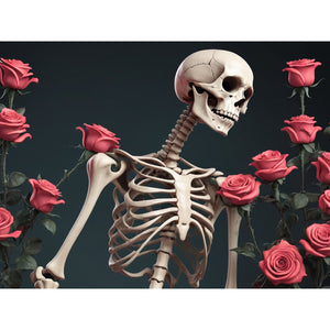 Skelet met rozen