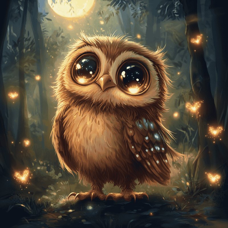 Uil onder de maan-Diamond Painting