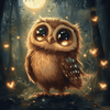 Uil onder de maan-Diamond Painting