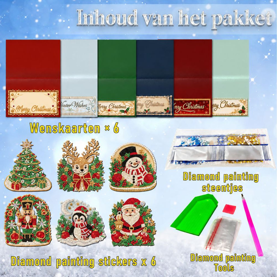 Parel Diamond Painting Kerstkaarten - Kerst Set