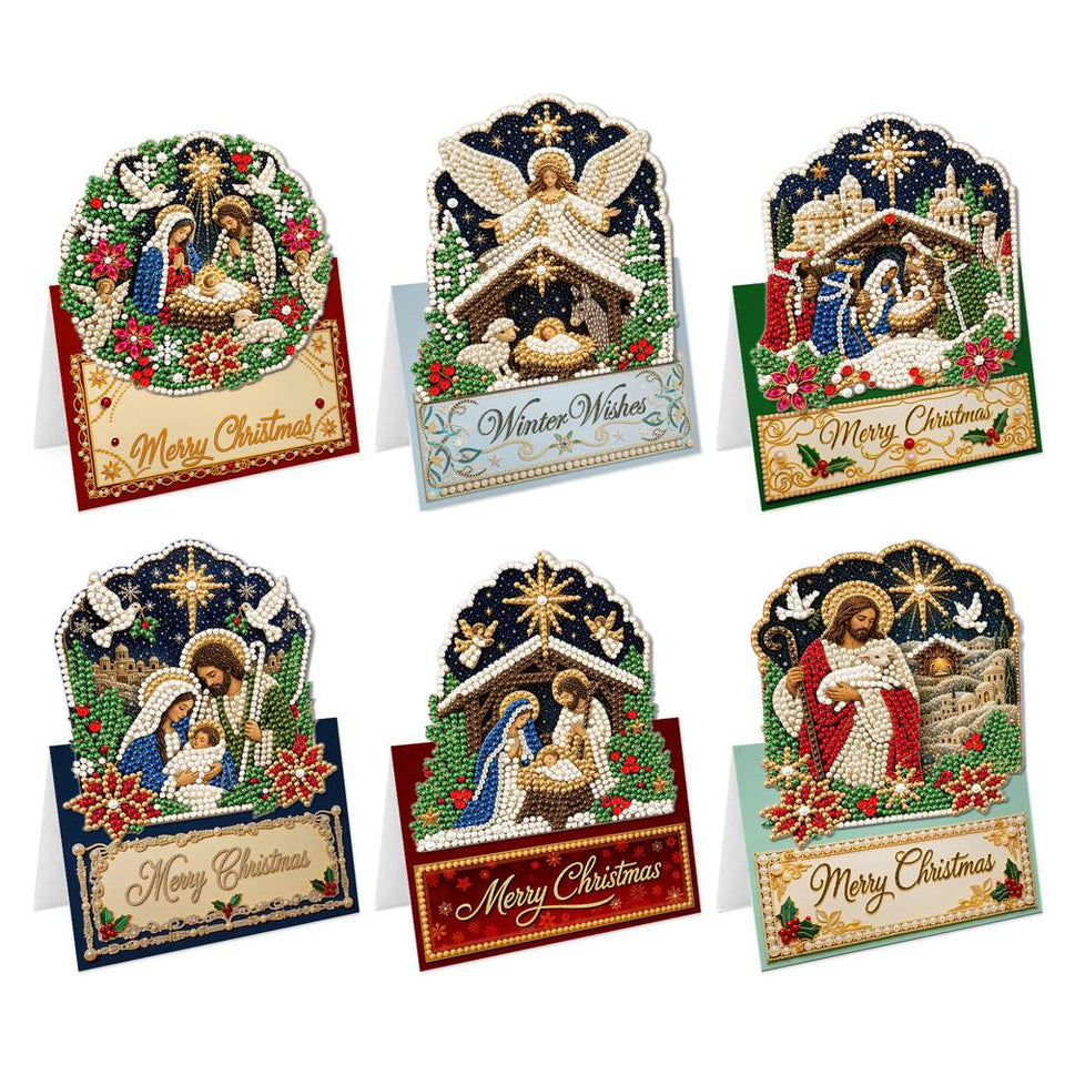 Parel Diamond Painting Kerstkaarten - Geboorte van Jezus Set