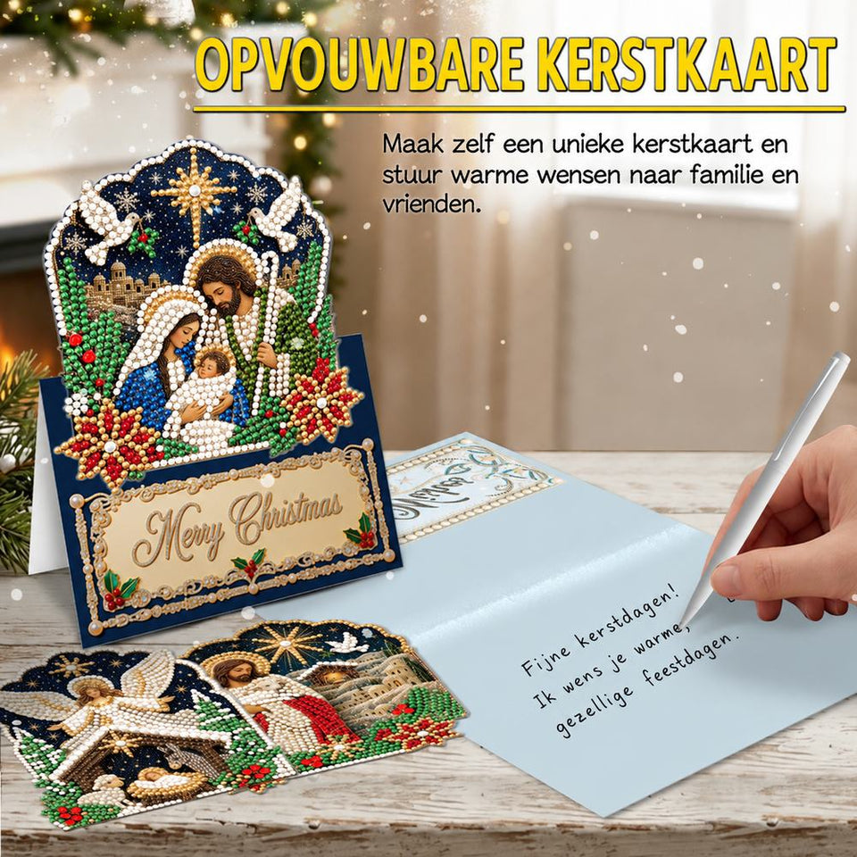 Parel Diamond Painting Kerstkaarten - Geboorte van Jezus Set