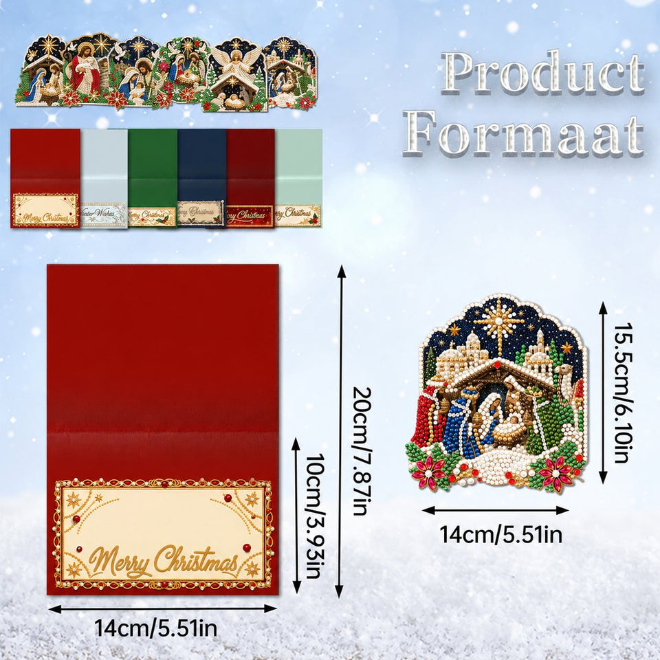 Parel Diamond Painting Kerstkaarten - Geboorte van Jezus Set
