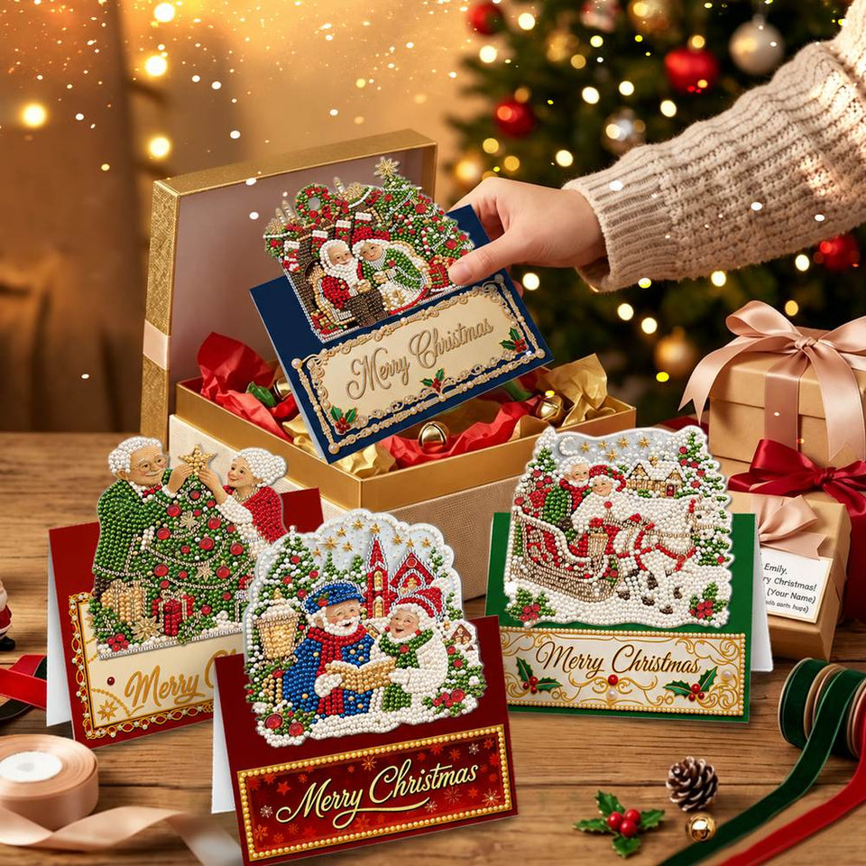 Parel Diamond Painting Kerstkaarten - Kerst Geliefden Set