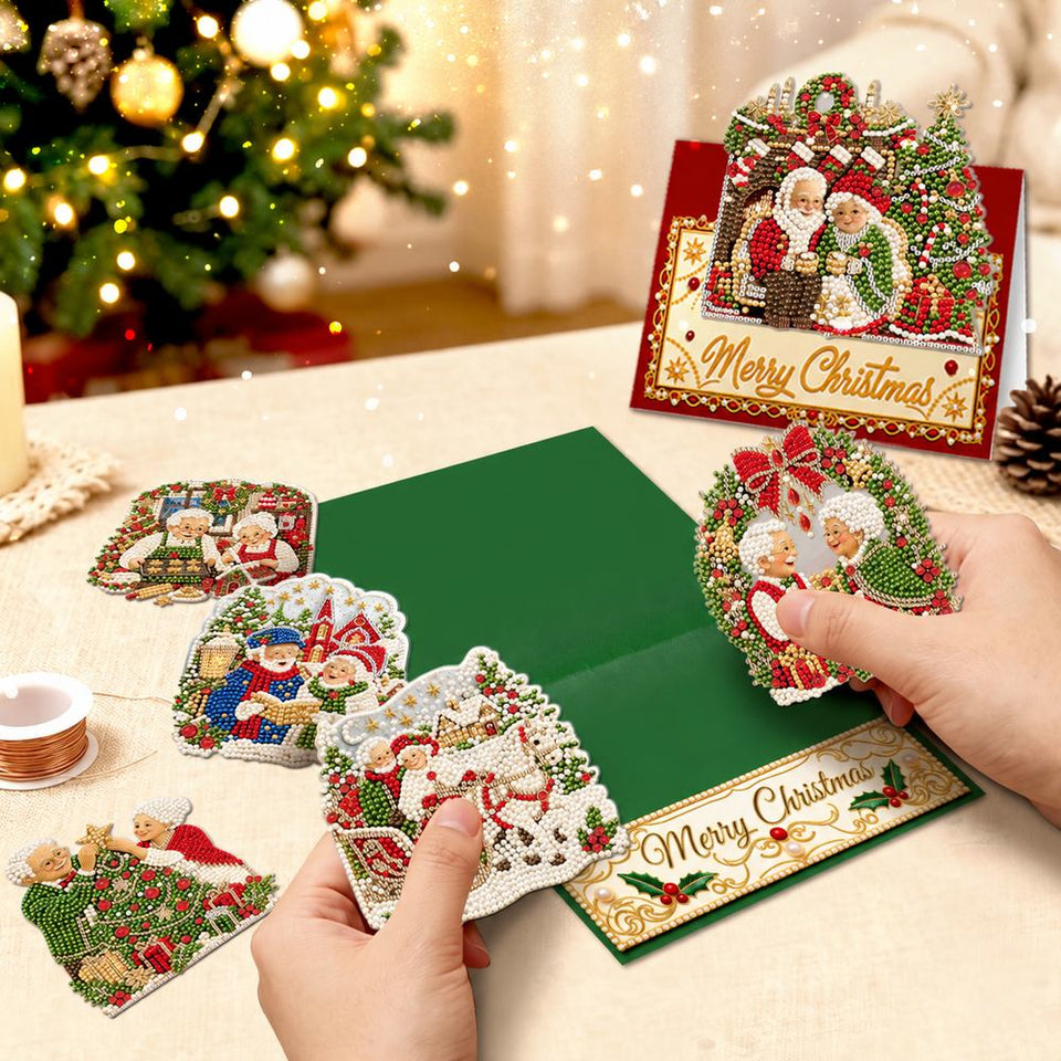 Parel Diamond Painting Kerstkaarten - Kerst Geliefden Set