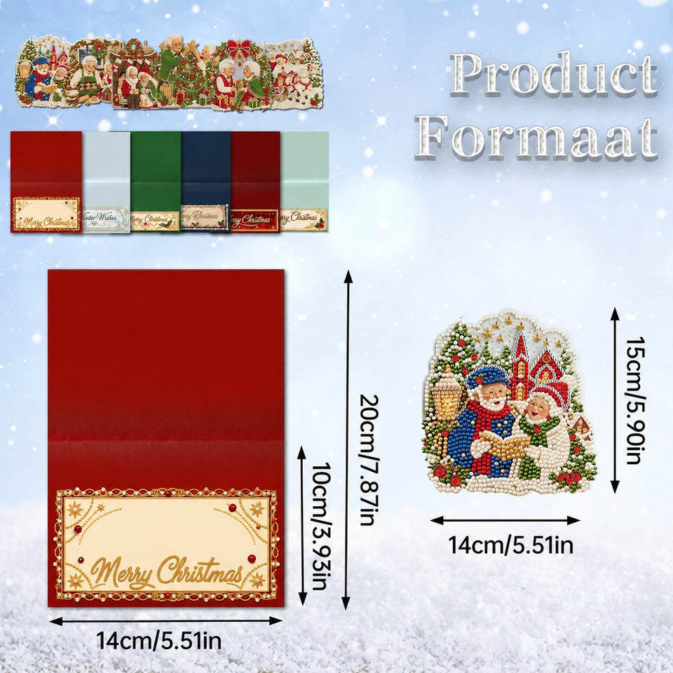 Parel Diamond Painting Kerstkaarten - Kerst Geliefden Set