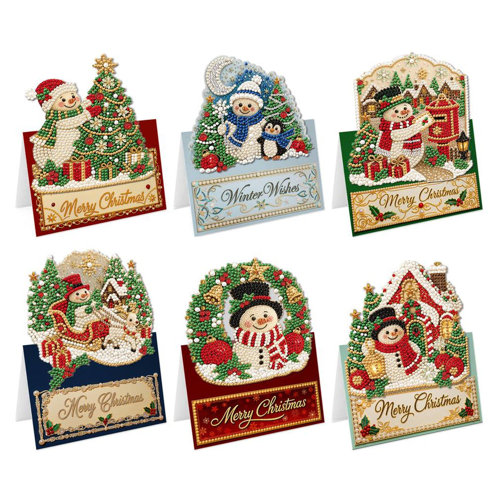 Parel Diamond Painting Kerstkaarten - Sneeuwpop Set