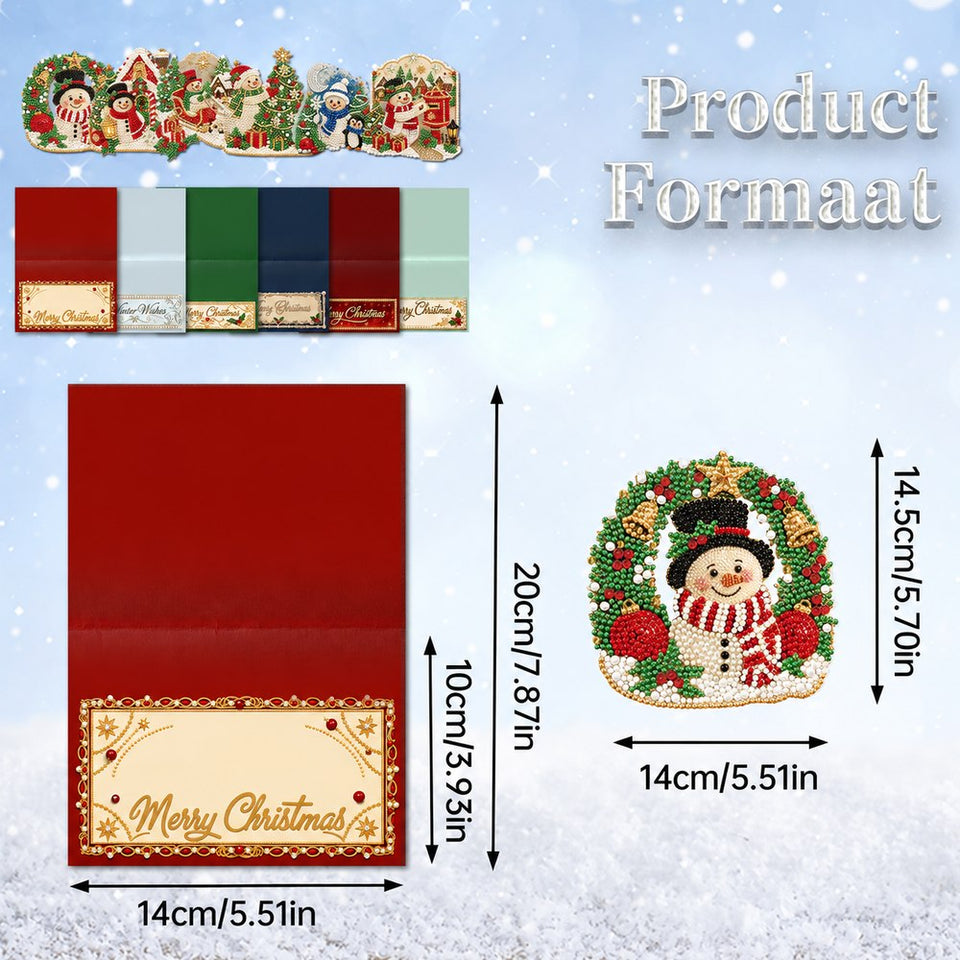 Parel Diamond Painting Kerstkaarten - Sneeuwpop Set