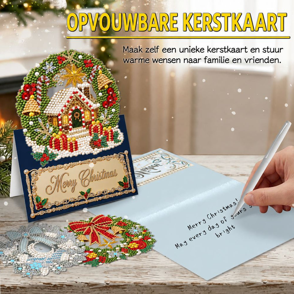 Parel Diamond Painting Kerstkaarten - Kerstkransen Set