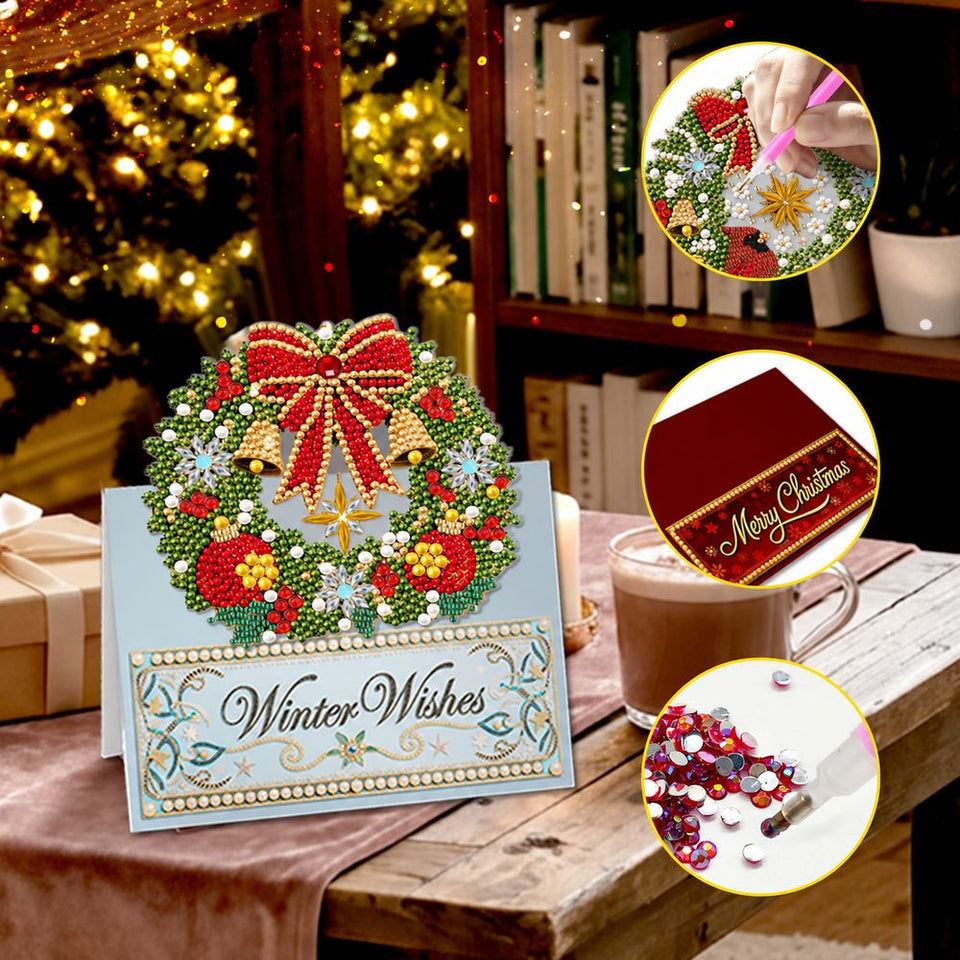 Parel Diamond Painting Kerstkaarten - Kerstkransen Set