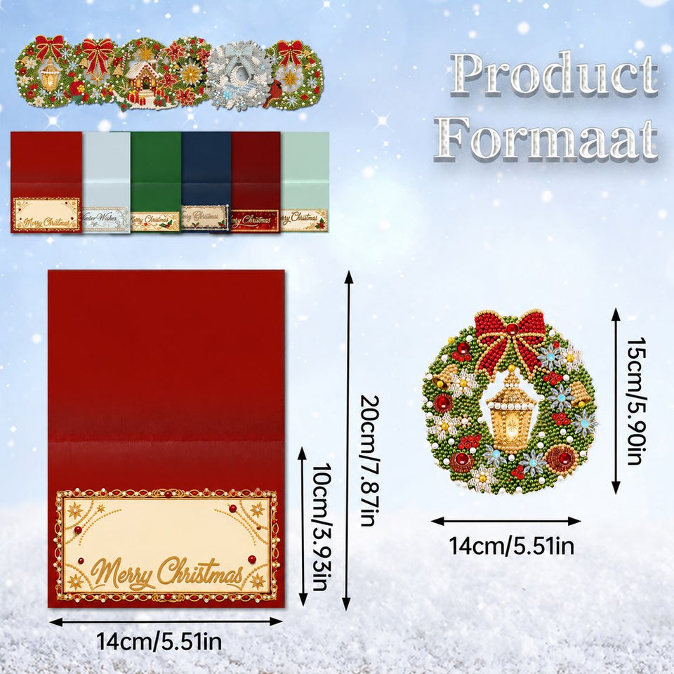 Parel Diamond Painting Kerstkaarten - Kerstkransen Set