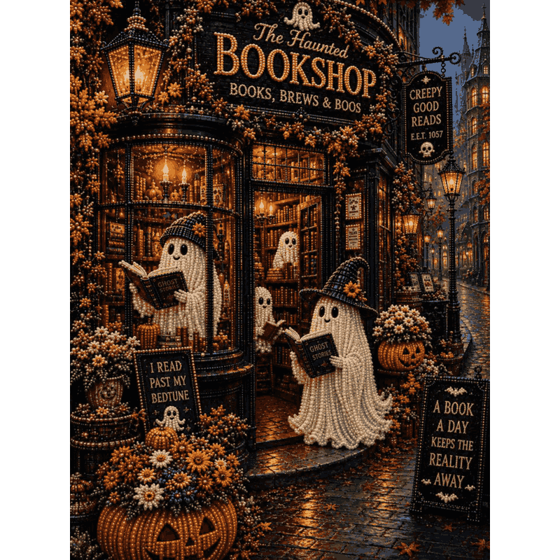Helloween-boekwinkel - Premium Parel Diamond Painting - Diamond Painting