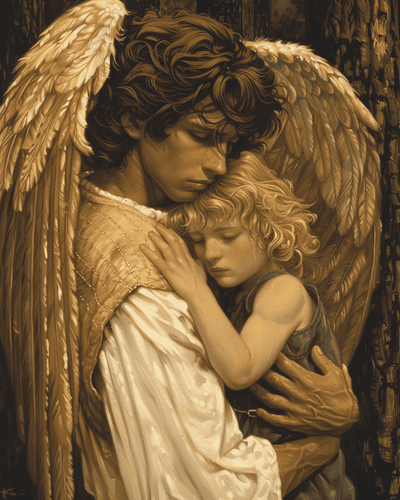 Bescherm engel met kindje