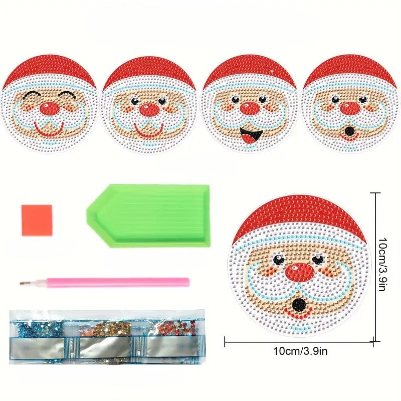 Diamond Painting Kerst Onderzetters | 4 Stuks