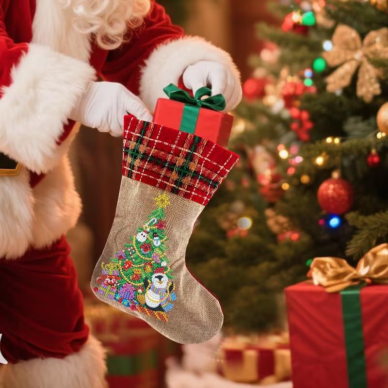 Diamond Painting Kerstsokken - Kerstboom Set