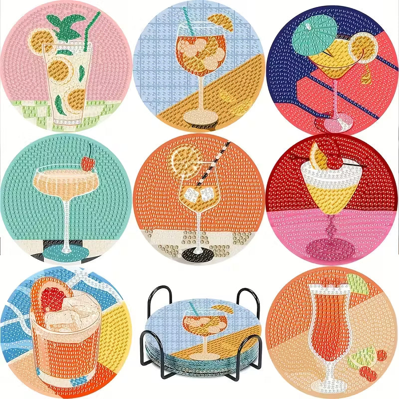 Diamond Painting Cocktail Onderzetters | 8 Stuks
