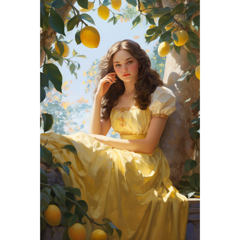 Vrouw onder citroenboom