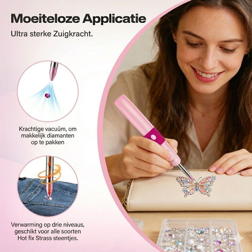 Elektrische Hotfix Applicator Pen - Met Strass Steentjes