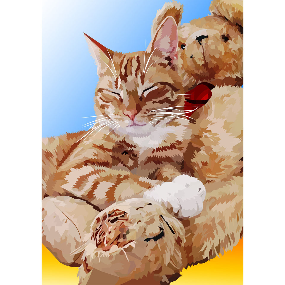 Kat & Teddybeer | Exclusieve Diamond Painting