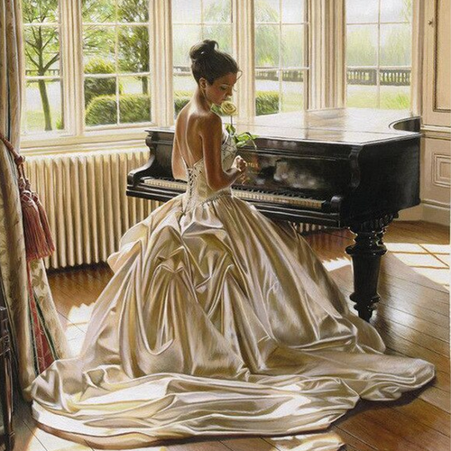 Vrouw Bij Piano | Diamond Painting
