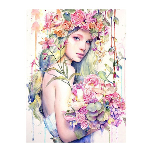 Vrouw Met Bloemen | Diamond Painting