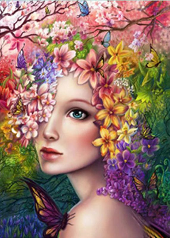 Meisje Met Bloemen | Diamond Painting