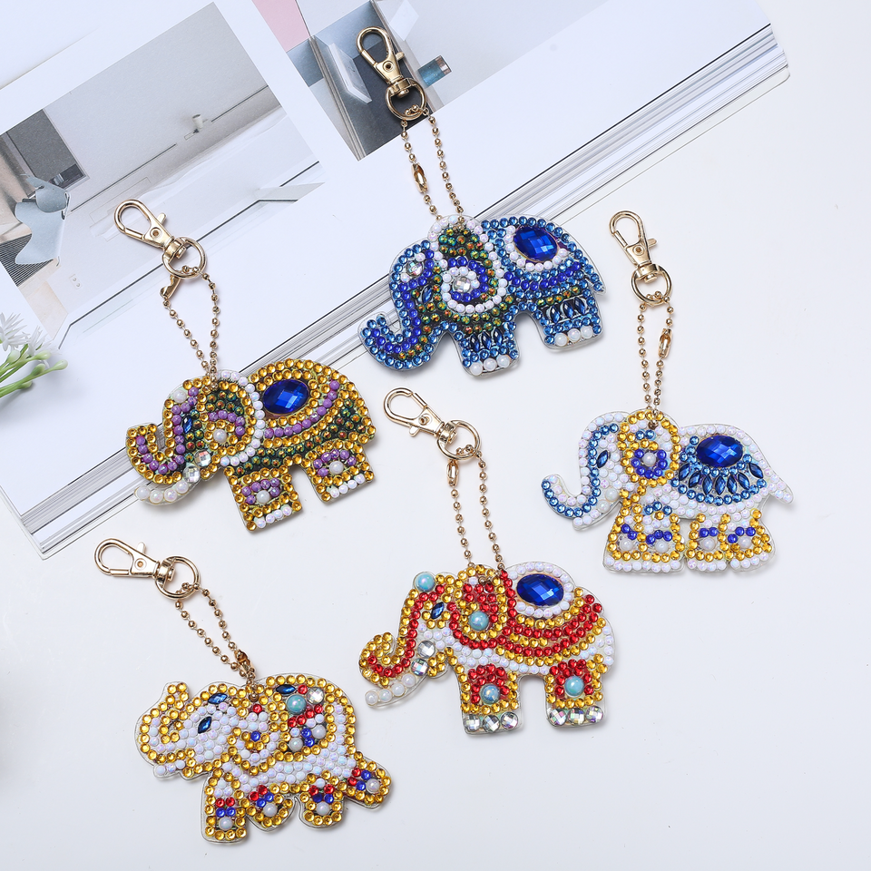 Olifant Sleutelhangers | 5 Stuks