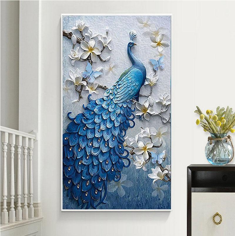 Blauwe Pauw XL | Diamond Painting