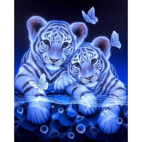 Witte Tijger Welpjes | Diamond Painting