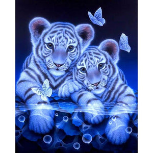 Witte Tijger Welpjes | Diamond Painting