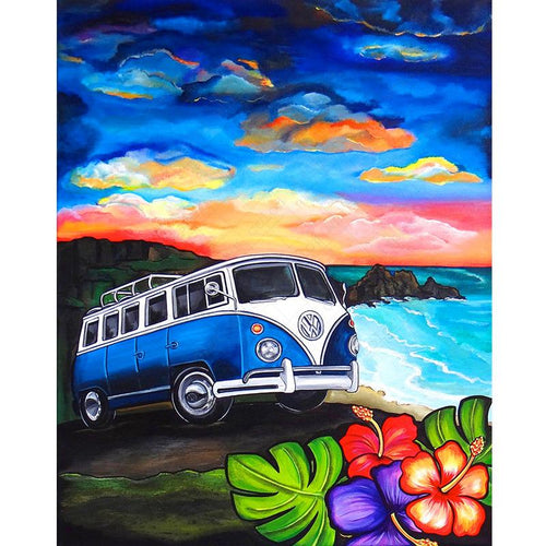 Oude VW Bus - Strand | Diamond Painting