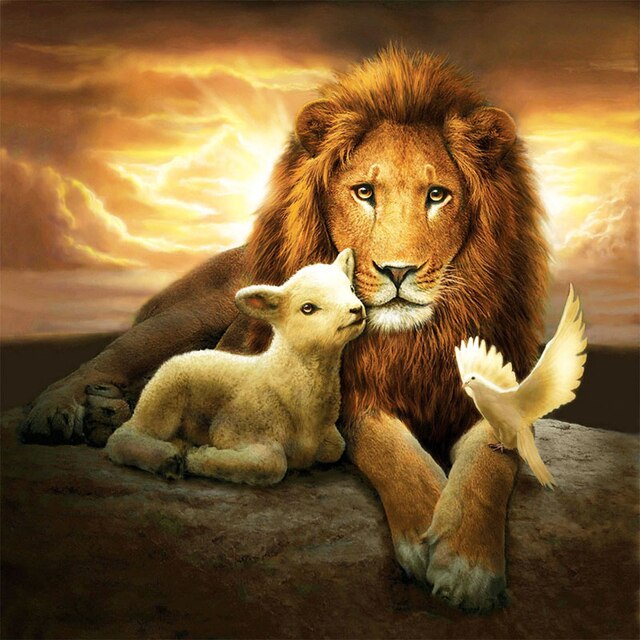 Leeuw - Lam - Duif | Diamond Painting