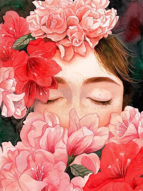 Vrouw - Bloemen | Diamond Painting