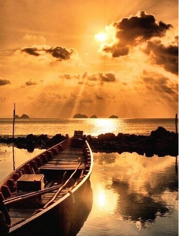 Zonsondergang - Bootje | Diamond Painting