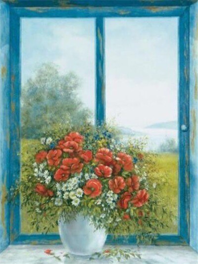Bloemen Bij Raam | Diamond Painting