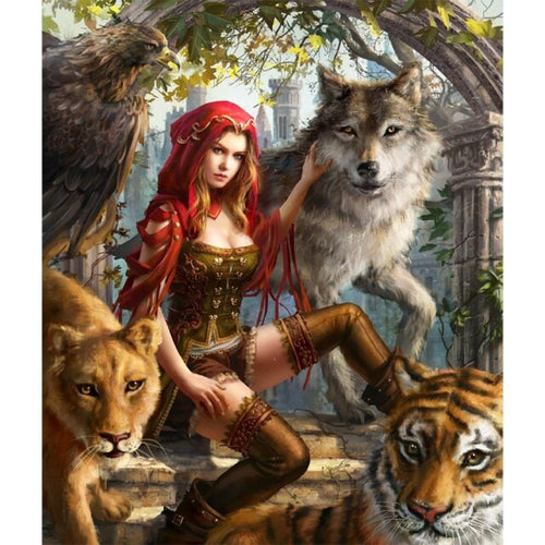 Vrouw Met Wolf & Tijgers
