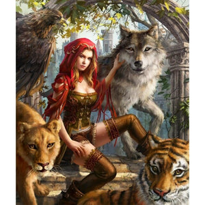 Vrouw Met Wolf & Tijgers