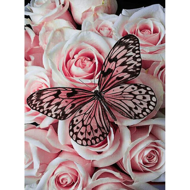 Vlinder - Rozen | Diamond Painting