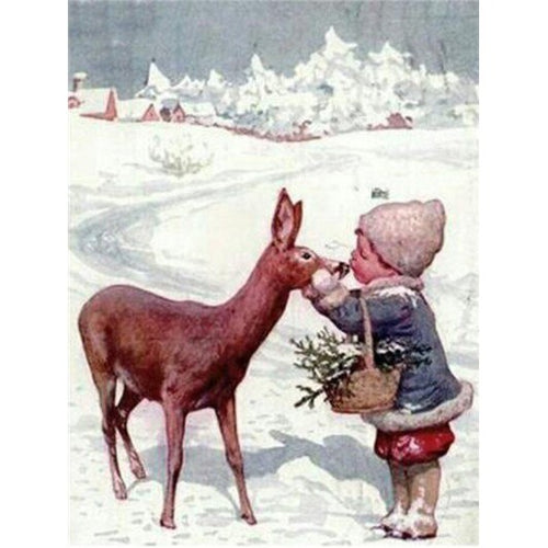 Kindje Met Hert | Diamond Painting