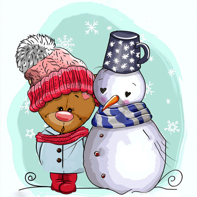 Sneeuwpop & Beertje | Diamond Painting