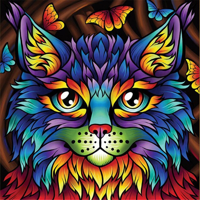 Gekleurde Kat | Diamond Painting